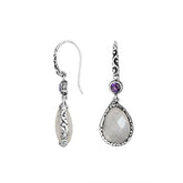 AE-8011-CO2 Sterling Silver Earring With Rainbow Moonstone, Amethyst Jewelry Bali Designs Inc
